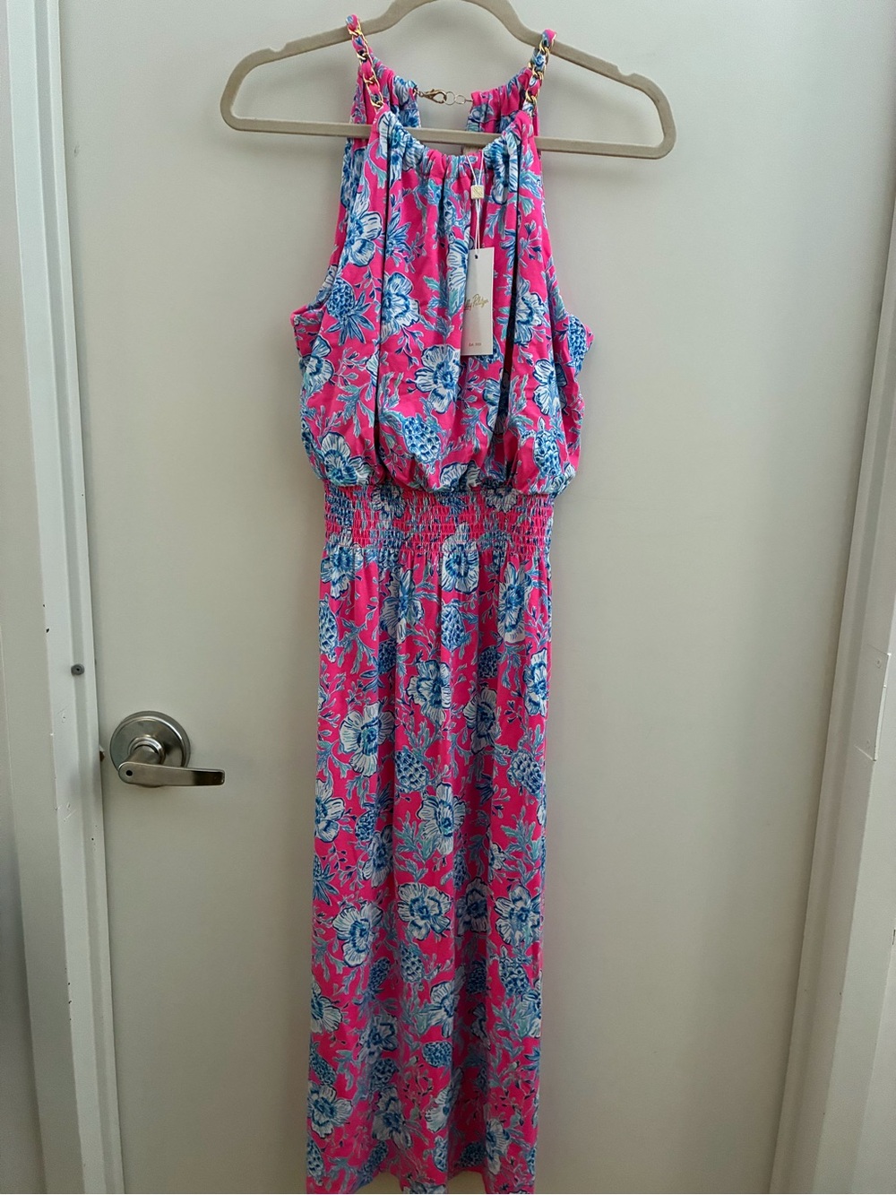 NWT Lilly Pulitzer Gracelyn Floral Halter Maxi  Dress in Pink and Blue M - Picture 2 of 9